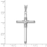 14K White Gold with Center Wrap Tube Cross Pendant K6198