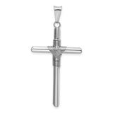 14K White Gold with Center Wrap Tube Cross Pendant K6198