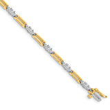 14k Two-tone Complete 2.1 carat Round A Diamond Bar Link 7 inch Tennis Bracelet X638A