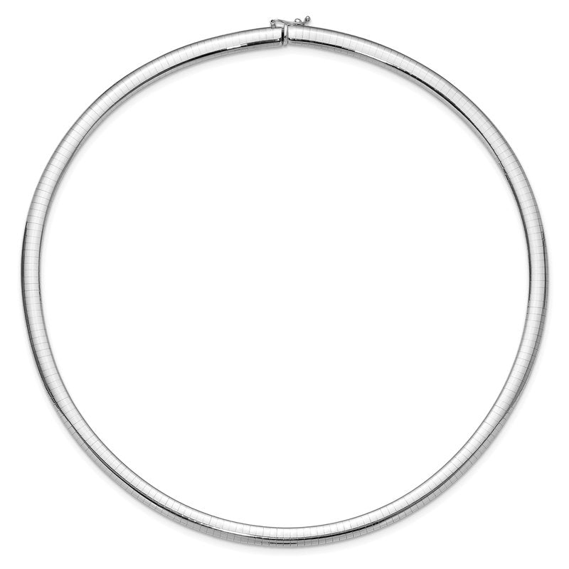 14k White Gold Polished 6mm Standard Weight 16 inch Domed Omega Necklace OW6