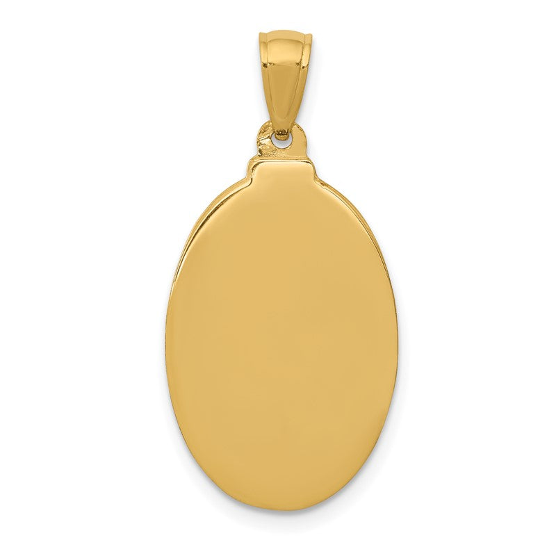 14k Polished and Satin Solid St Theresa Medal Oval Pendant K5669
