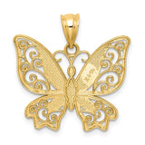 14K Polished Butterfly Pendant D4471