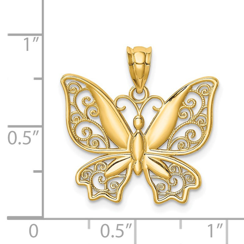 14K Polished Butterfly Pendant D4471