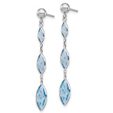 14K White Gold Marquise Blue Topaz Dangle Post Earrings YE1378