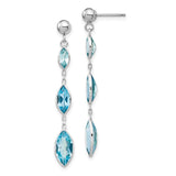 14K White Gold Marquise Blue Topaz Dangle Post Earrings YE1378