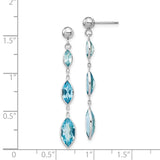 14K White Gold Marquise Blue Topaz Dangle Post Earrings YE1378