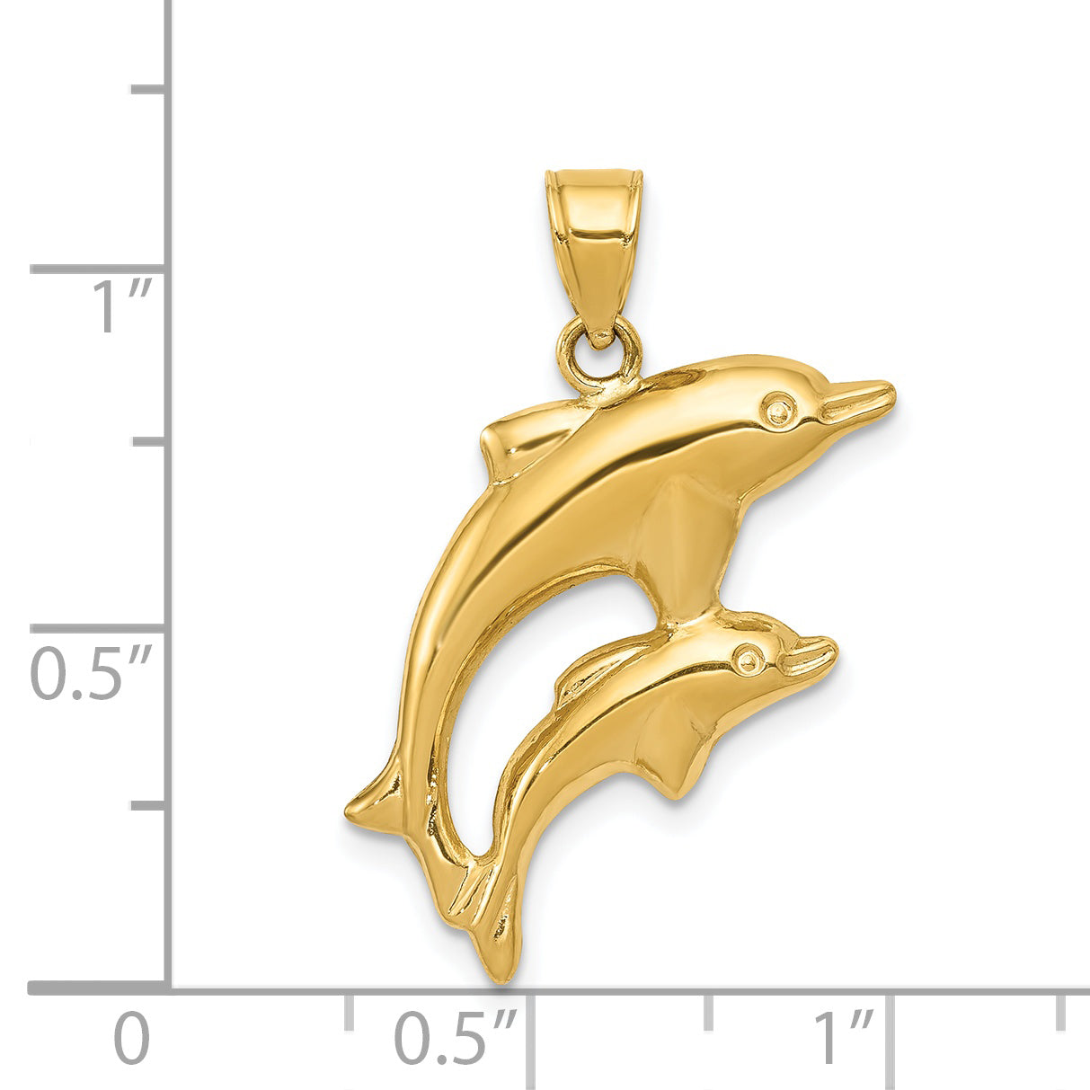 14k Dolphin Pair Pendant C3442