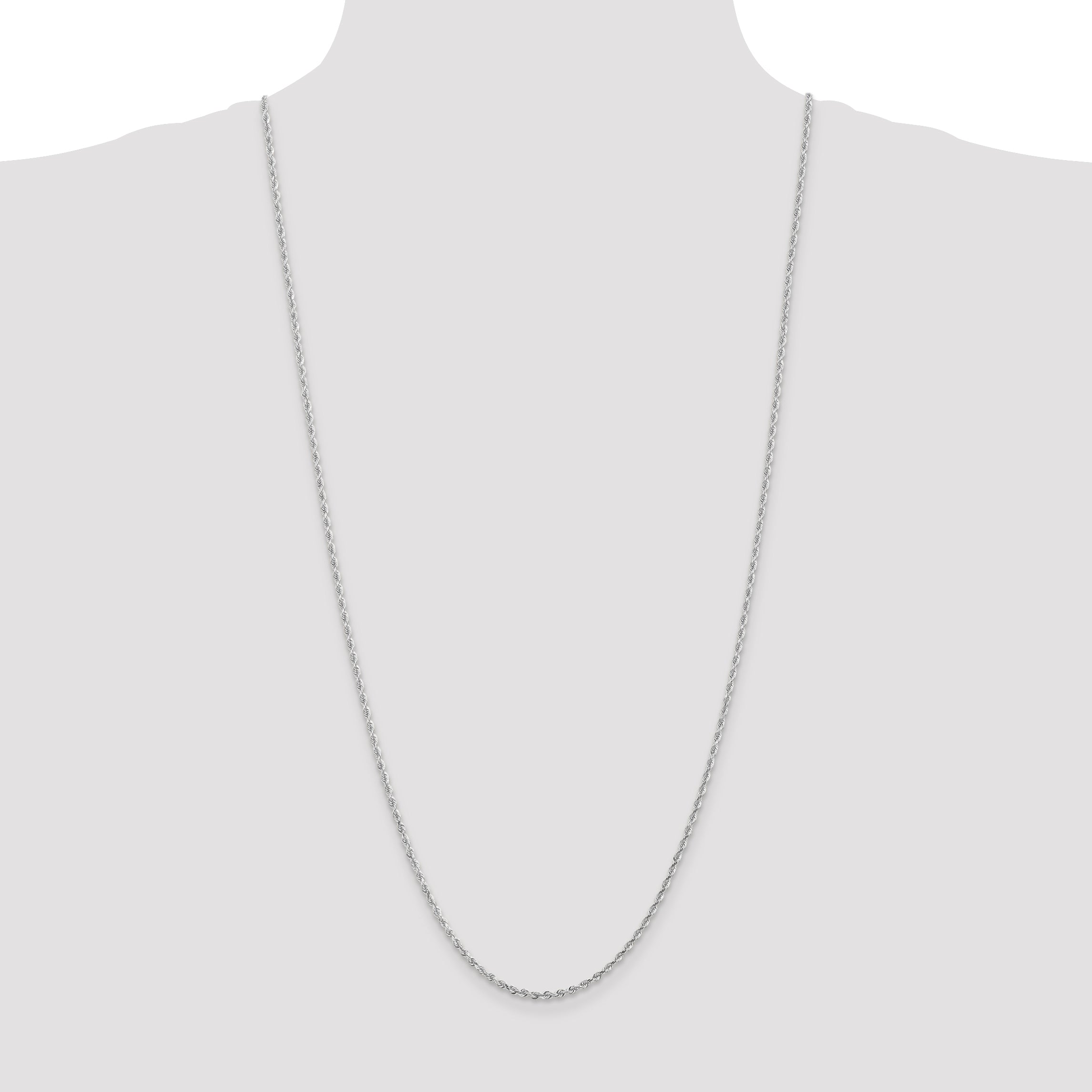 14K White Gold 10 Inch 2.25mm Diamond-cut Quadruple Rope Lobster Clasp Chain WQT018