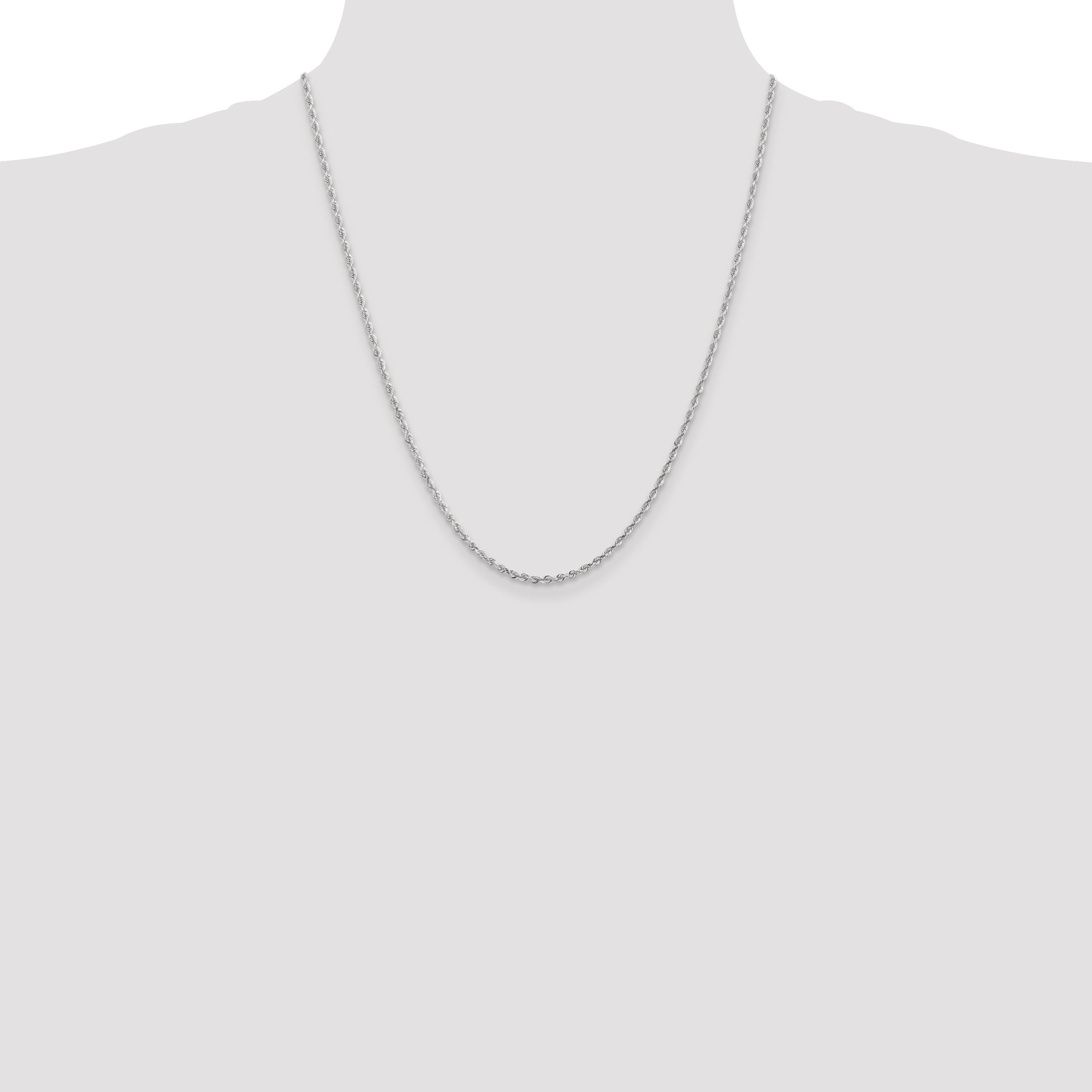 14K White Gold 10 Inch 2.25mm Diamond-cut Quadruple Rope Lobster Clasp Chain WQT018