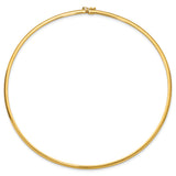 14k Polished 3mm Standard Weight 16 inch Domed Omega Necklace OD3