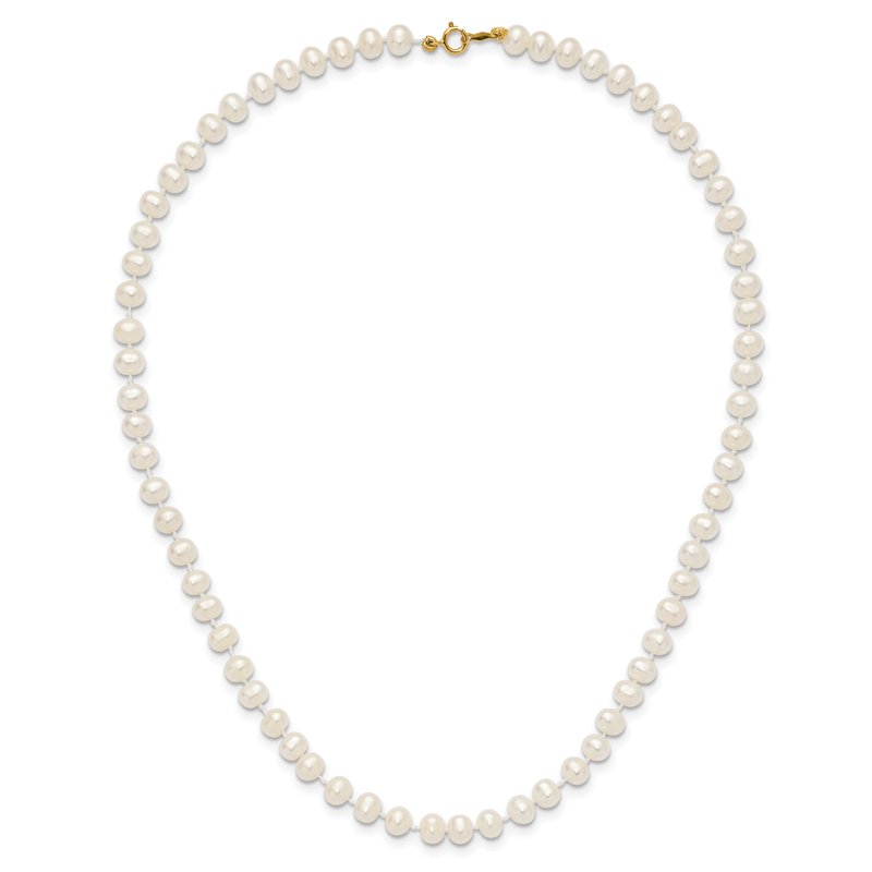 14k 5-6mm White Semi-Round Freshwater Cultured Pearl 12 inch Necklace XF452