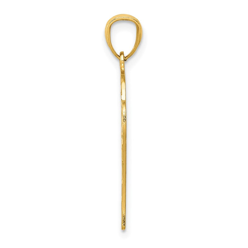 14k Diamond-cut Basketball in Hoop Pendant C4504