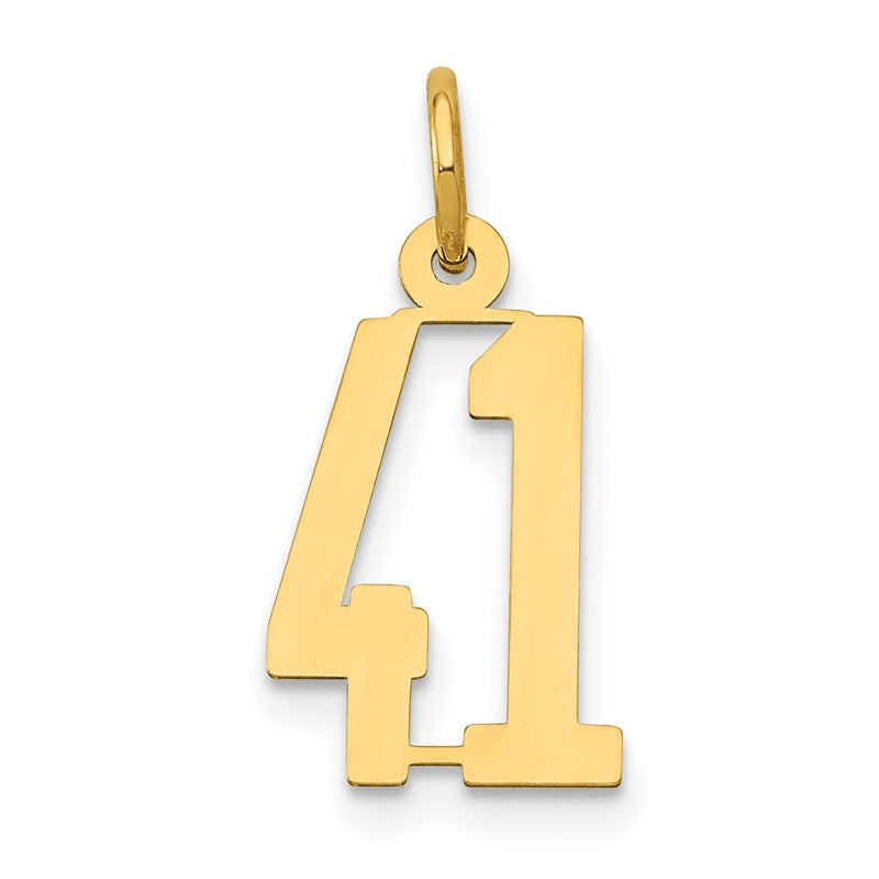 14k Small Elongated Number 41 Charm LES41
