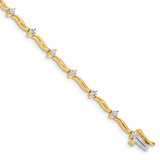 14k Complete 1 carat  Round AAA Diamond 2-prong Wavy Bar Link 7 inch Tennis Bracelet X656AAA