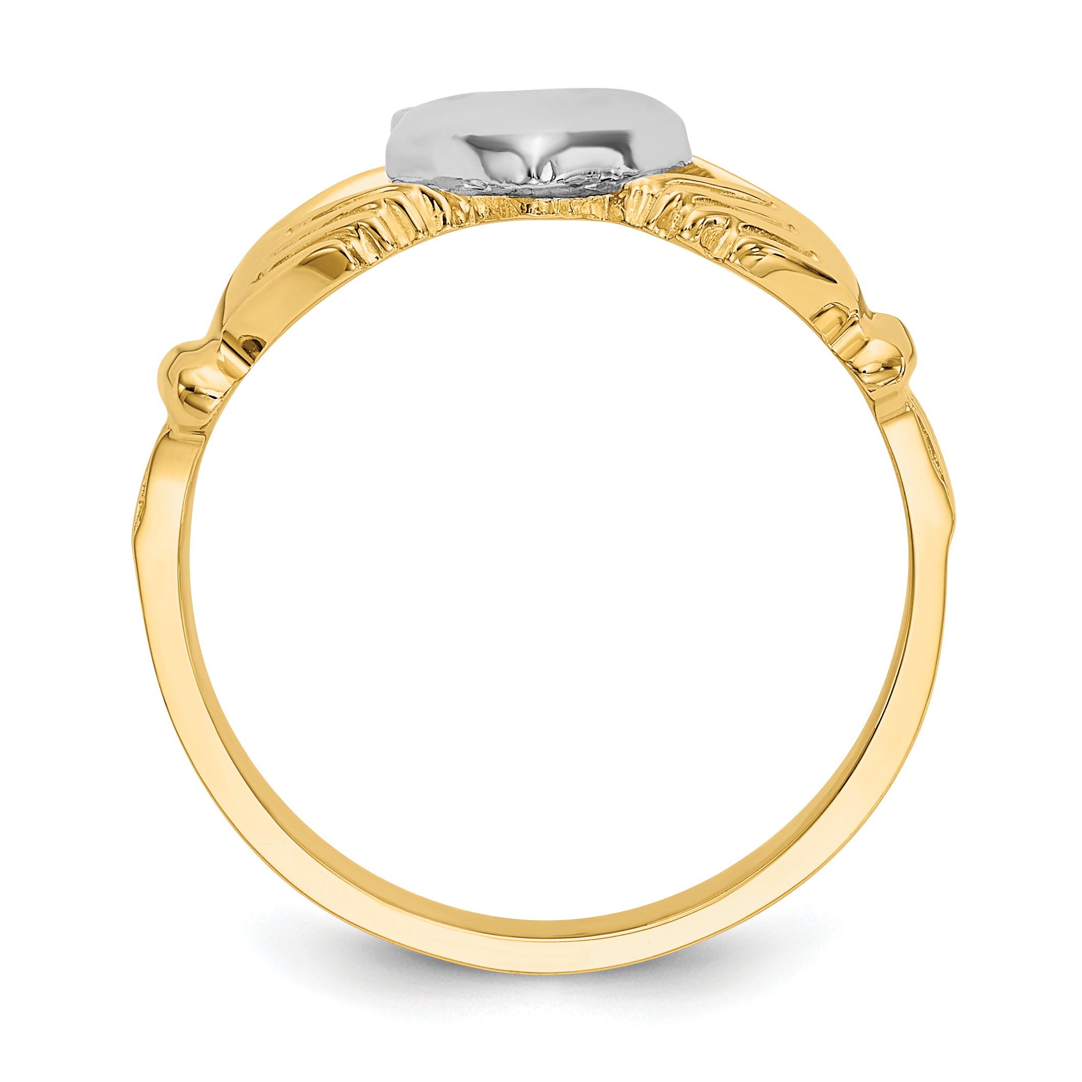 14k Two-tone Mens Polished Claddagh Ring D97