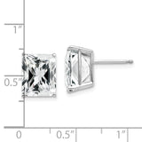 14k White Gold 10x8mm Emerald-Cut Cubic Zirconia Post Earrings XE69WCZ