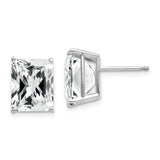 14k White Gold 10x8mm Emerald-Cut Cubic Zirconia Post Earrings XE69WCZ
