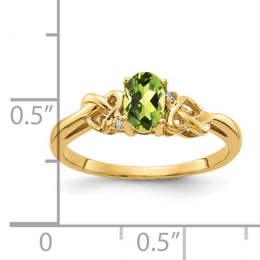 14k 6x4mm Oval Peridot VS Diamond ring Y4690PE/VS