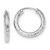 14k White Gold 3.00x20mm Polished Diamond-cut Endless Tube Hoop Earrings TF1004W
