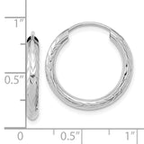 14k White Gold 3.00x20mm Polished Diamond-cut Endless Tube Hoop Earrings TF1004W