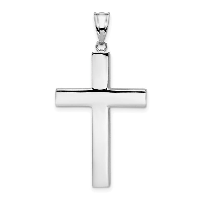 14k White Gold Polished Hollow Cross Pendant K4998