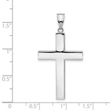 14k White Gold Polished Hollow Cross Pendant K4998