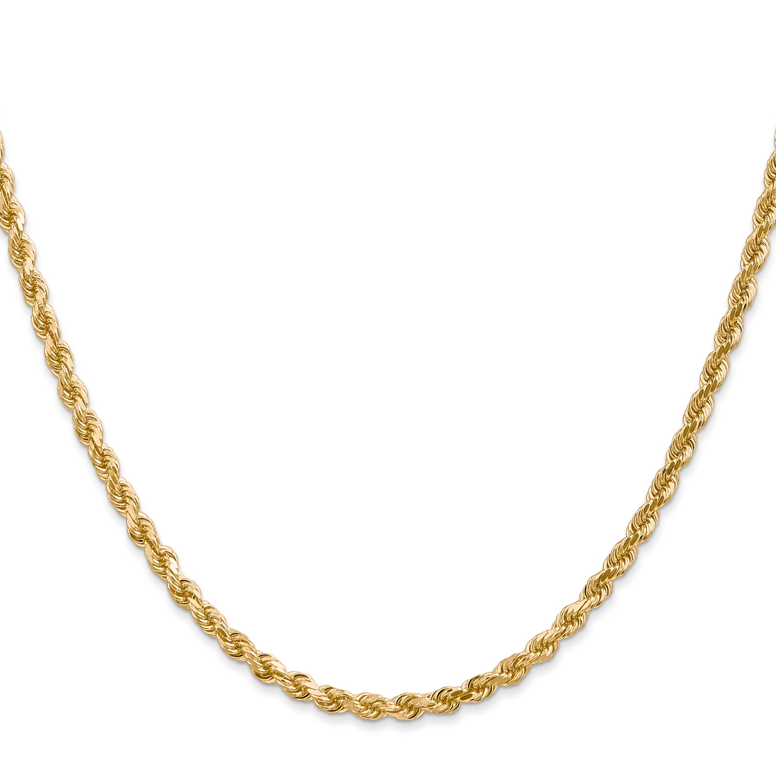 14K 36 inch 3mm Diamond-cut Rope with Lobster Clasp Chain 023L