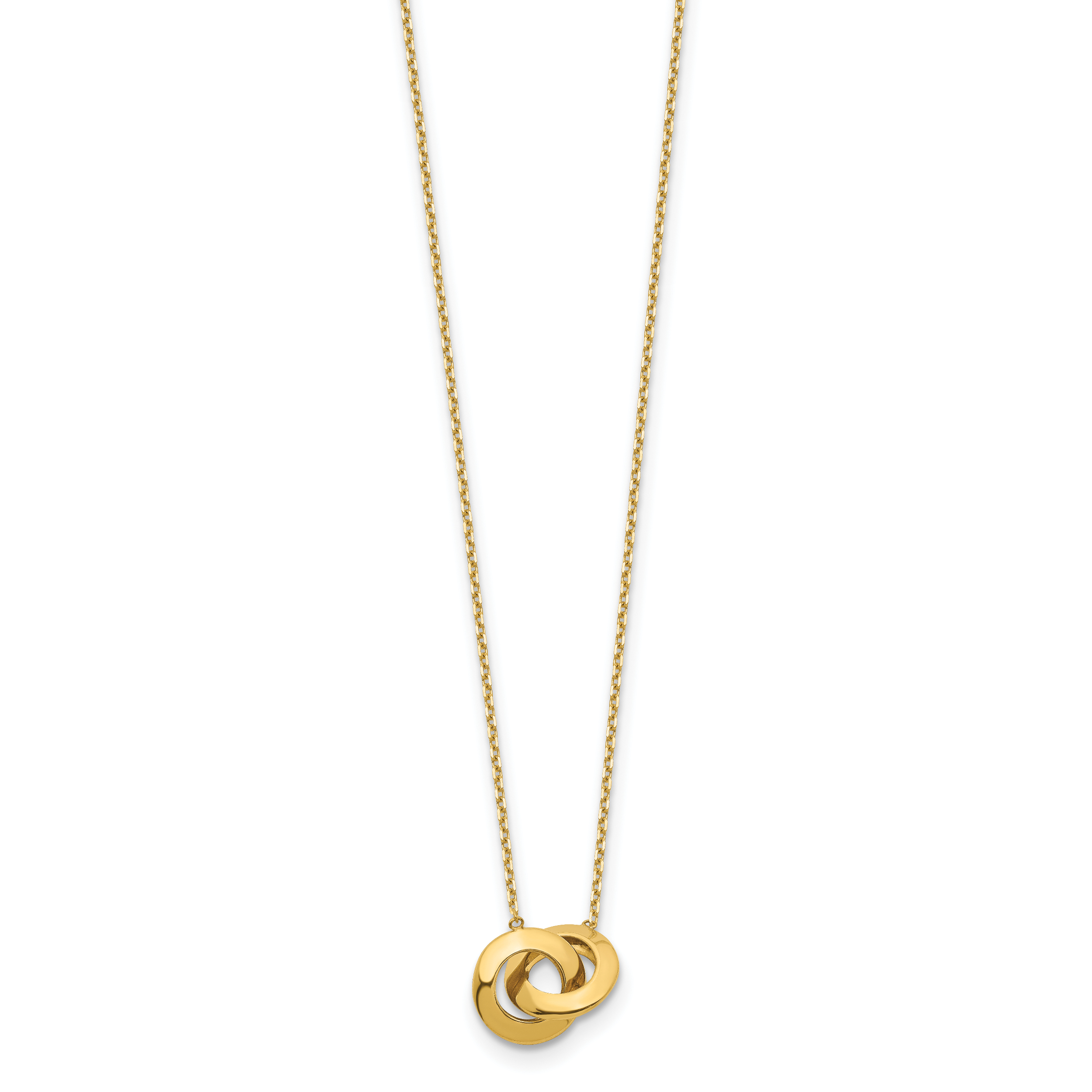 14k Polished Fancy Interlocking Circles 16 inch Necklace Plus 1 inch Extender SF2548