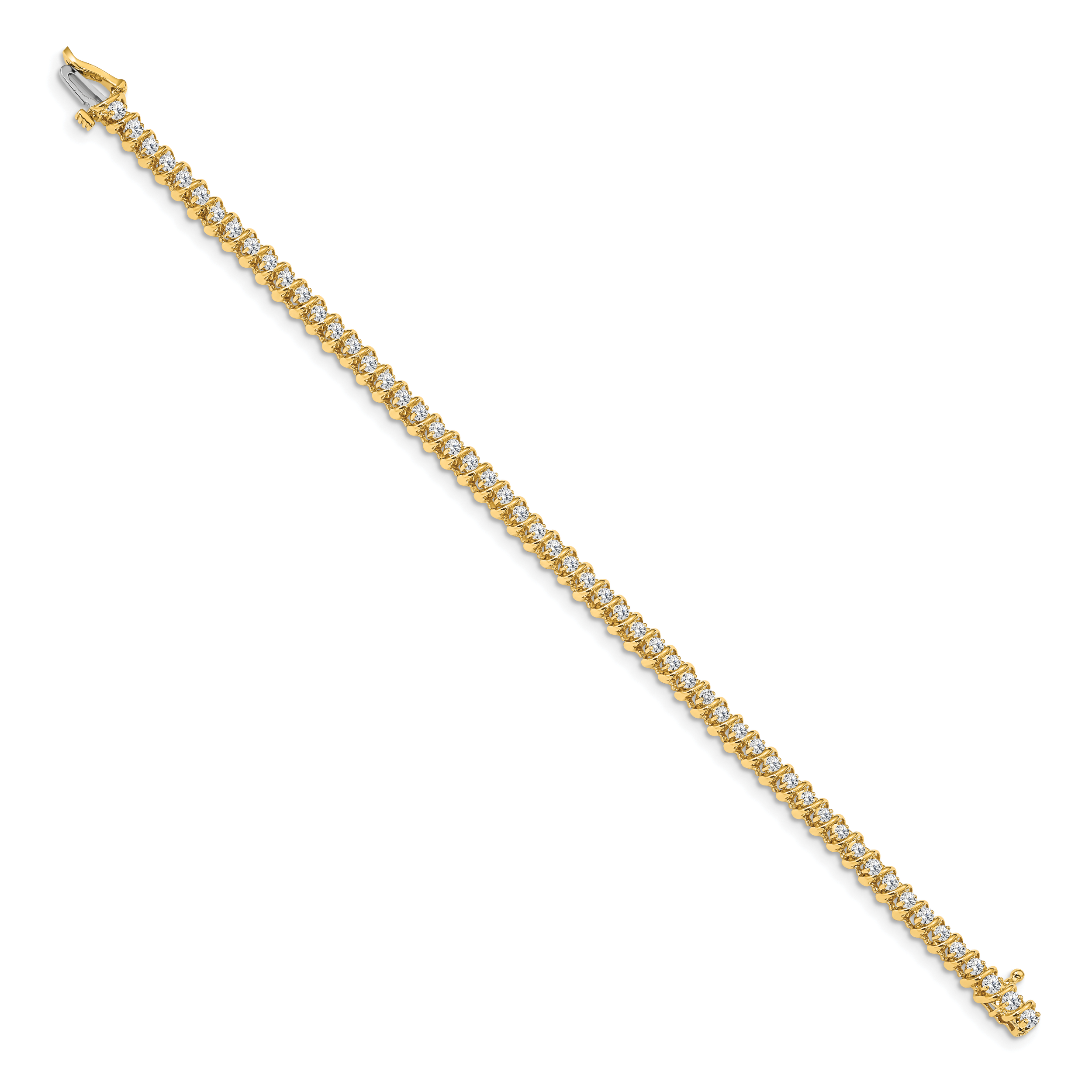 14k Complete 0.93 carat Round A Diamond Fancy Spiral 7 inch Tennis Bracelet X2000A