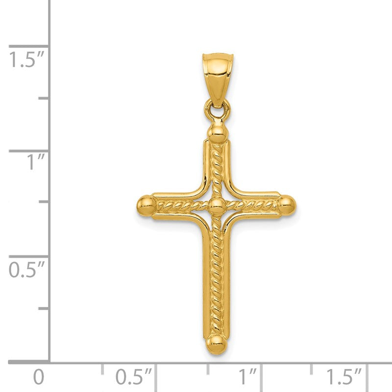 14k Polished Braided Cross Pendant K6157