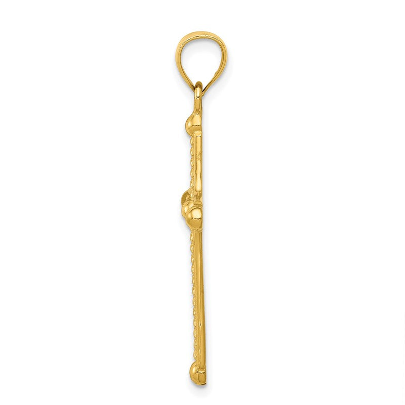 14k Polished Braided Cross Pendant K6157