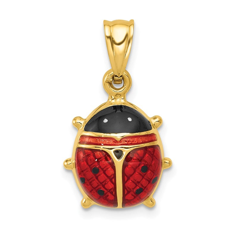 14k Red and Black Enameled Ladybug Charm K261