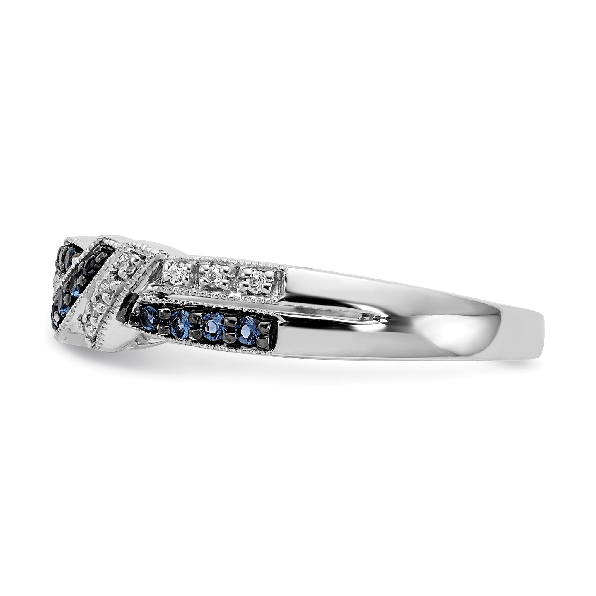 14k White Gold with Black Rhodium 1/4 carat White and Blue Diamond Swirl Ring RM5680