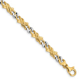 14K Two-tone 18 inch 6mm Hand Polished Fancy Link with Fancy Lobster Clasp Chain LK223
