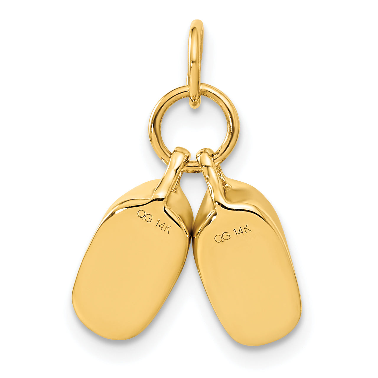 14k 3-D Moveable Polished Baby Shoes Charm A9281