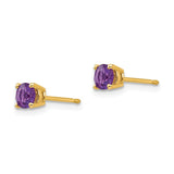 14k 4mm Round Amethyst Post Earrings XE71AM