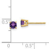 14k 4mm Round Amethyst Post Earrings XE71AM