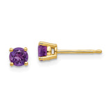 14k 4mm Round Amethyst Post Earrings XE71AM