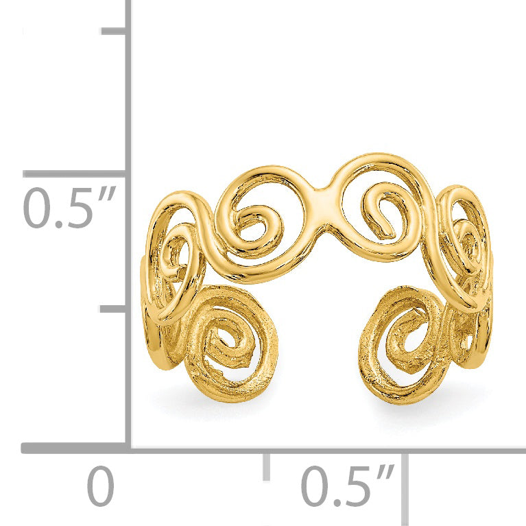 14k Scroll Toe Ring D1943
