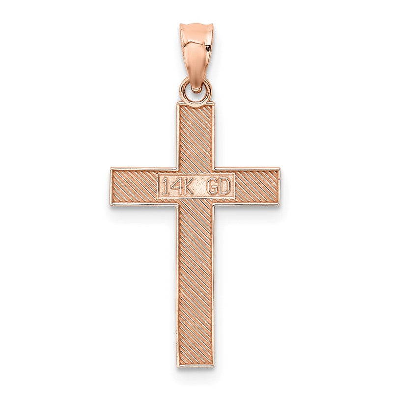 14K Rose Gold Cross Pendant K4977