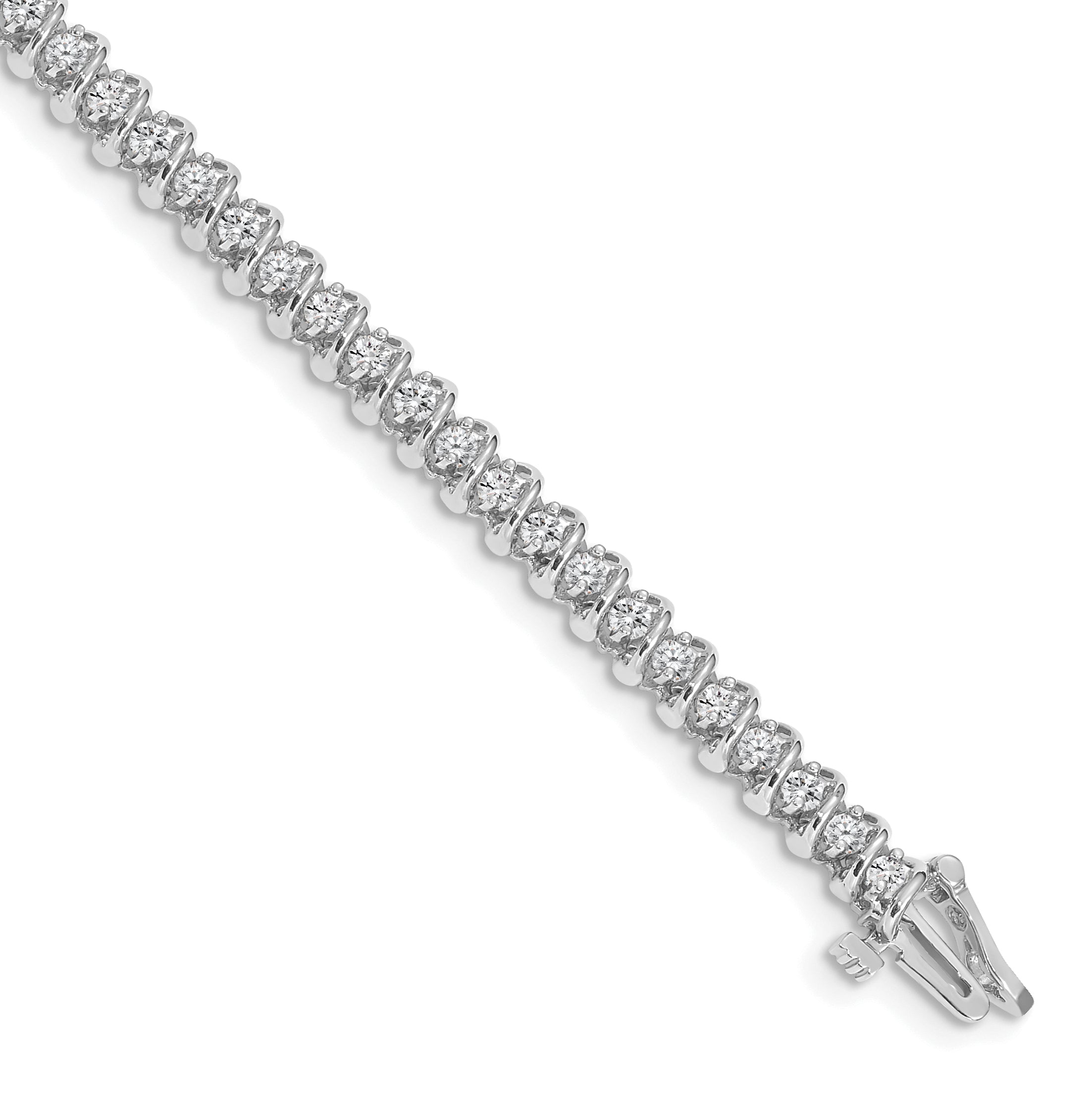 14k White Gold Complete 1.4 carat Round AA Diamond Fancy Spiral 7 inch Tennis Bracelet X2001WAA