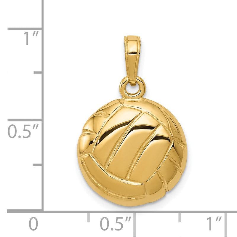 14k Polished Domed Open-Backed Volleyball Pendant C2655