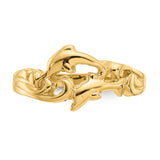 14K Double Dolphins with Waves Ring K4551