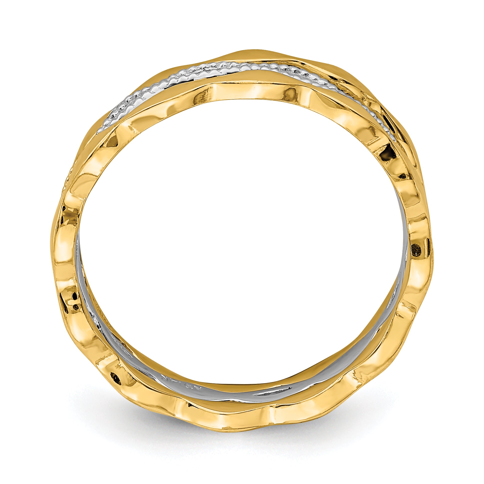 14K Two-tone Set of 3 Stackable Rings R658