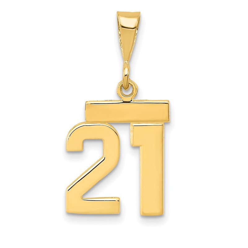14k Small Polished Number 21 Charm SP21