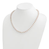 14k 7-8mm White Round Akoya Saltwater Cultured Pearl 16 inch Necklace PL70AA