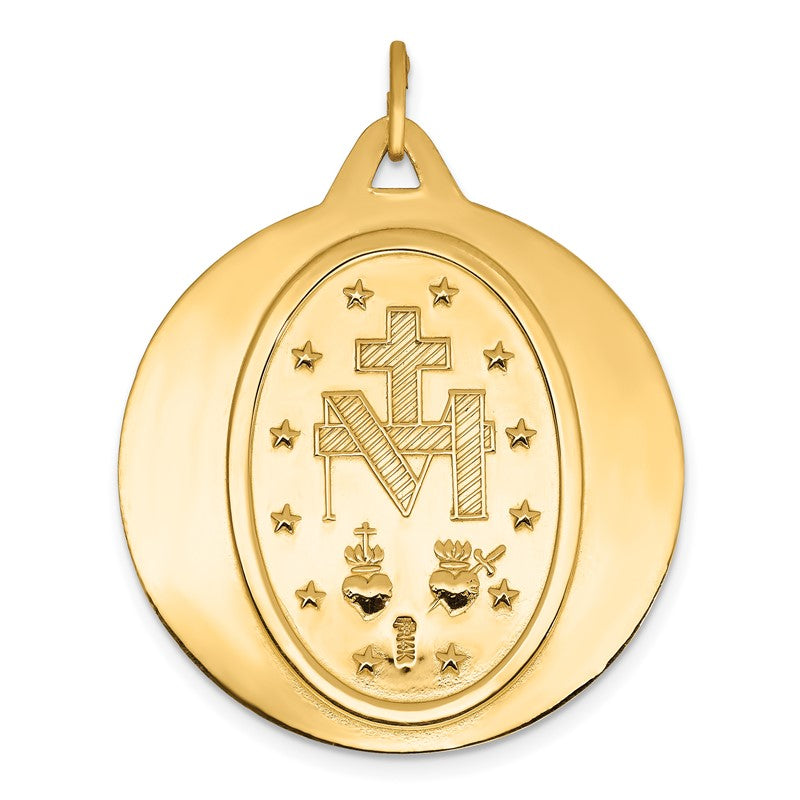 14k Polished and Satin Solid Large Miraculous Medal Round Pendant XAC209
