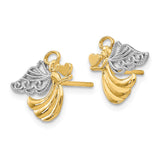 14K and White Rhodium Angel With Heart Post Earrings K4523