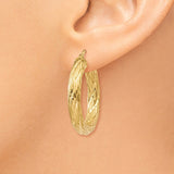 14k Textured Tube Hoop Earrings TF926