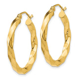 14k Polished 3mm Twisted Hoop Earrings TC360